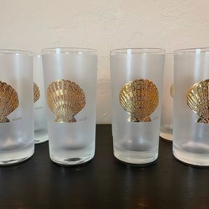 Set of 8 Culver MCM vintage Seashell glasses high ball